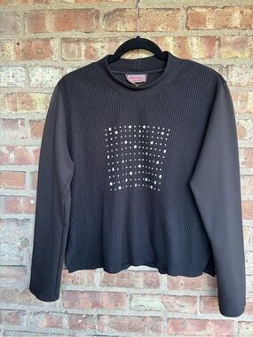 Deborah Cross Mockneck Fiber Art Print Top